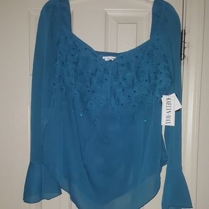 Kaelyn-Max Embellished Bell Sleeve Blouse